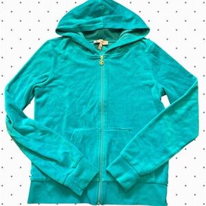 Y2K Juicy Couture Teal Velour Zip Hoodie